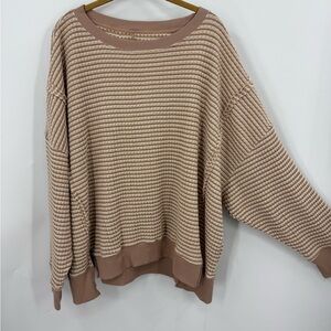 American Eagle "Big Hug" Waffle knit oversized, relaxed, striped Sweatshirt L